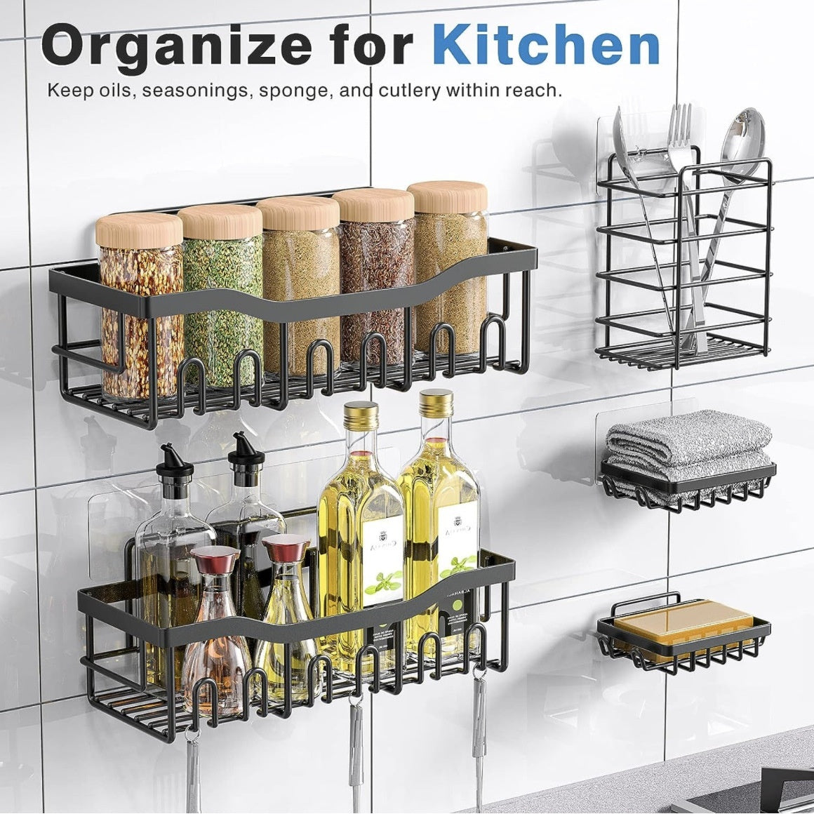 server kitchen Punch-Free Bathroom Storage Rack – Wall Mounted, Space-Saving Organizer for Toiletries,