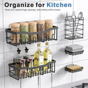 server kitchen Punch-Free Bathroom Storage Rack – Wall Mounted, Space-Saving Organizer for Toiletries,