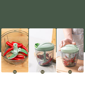 2-in-1 Hand-Pull Veggie Chopper – Dual Bowl & Multi-Blade
