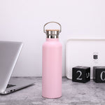 Server Kitchen Stainless Steel Sports Bottle – Bamboo Lid, Double-Layer Vacuum Mug