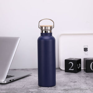 Server Kitchen Stainless Steel Sports Bottle – Bamboo Lid, Double-Layer Vacuum Mug