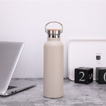 Server Kitchen Stainless Steel Sports Bottle – Bamboo Lid, Double-Layer Vacuum Mug