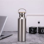 Server Kitchen Stainless Steel Sports Bottle – Bamboo Lid, Double-Layer Vacuum Mug