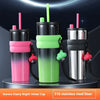 Stainless Steel Large-Capacity Vacuum Cup with Straw & Rope Handle – 710ml