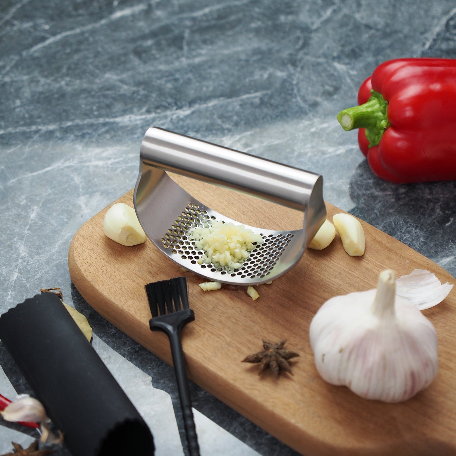 Upgraded Stainless Steel Garlic Press Squeezer – Manual GarlicTools Kitchen Gadgets