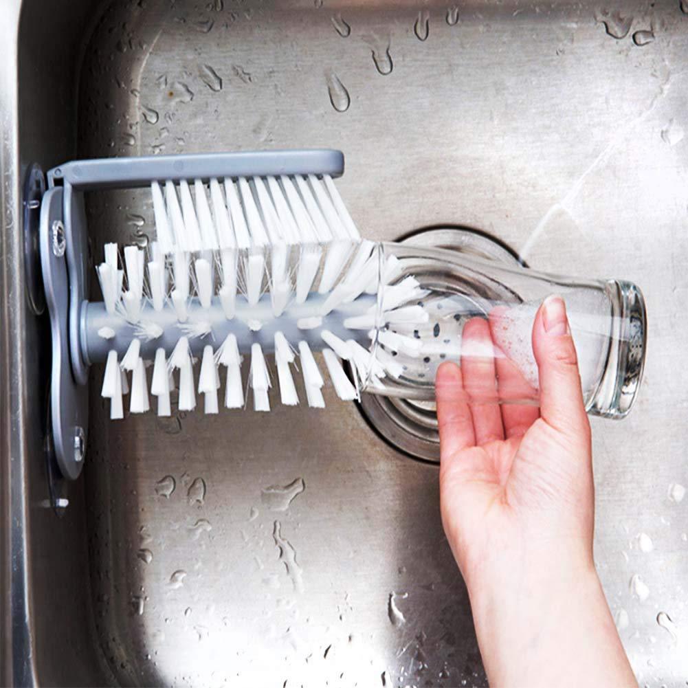 2-in-1 Cup Scrubber & Glass Cleaner - 360° Cleaning Brush