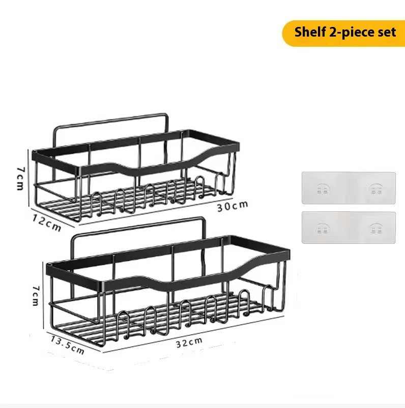 server kitchen Punch-Free Bathroom Storage Rack – Wall Mounted, Space-Saving Organizer for Toiletries,