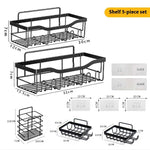 server kitchen Punch-Free Bathroom Storage Rack – Wall Mounted, Space-Saving Organizer for Toiletries,