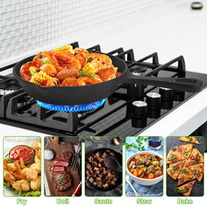 3-Piece Cast Iron Skillet Set (6/8/10in) - Pre-Seasoned