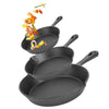 3-Piece Cast Iron Skillet Set (6/8/10in) - Pre-Seasoned