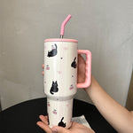 Large Capacity Portable Stainless Steel Vacuum Cup – 1.2L Cartoon Ice Cup with Handle