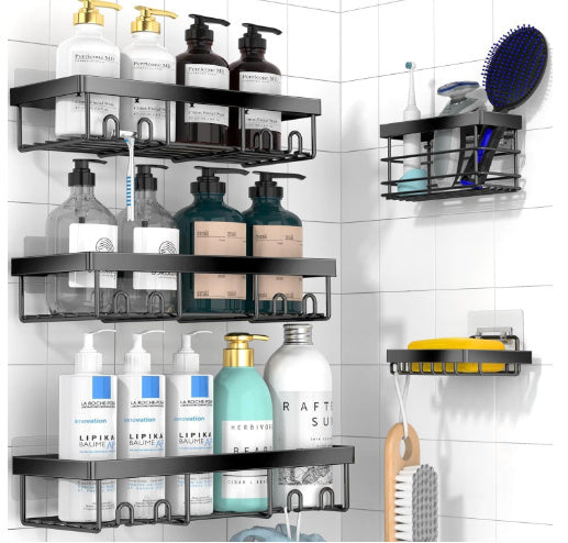 server kitchen Punch-Free Bathroom Storage Rack – Wall Mounted, Space-Saving Organizer for Toiletries,