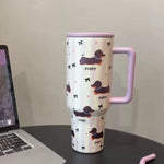 Large Capacity Portable Stainless Steel Vacuum Cup – 1.2L Cartoon Ice Cup with Handle