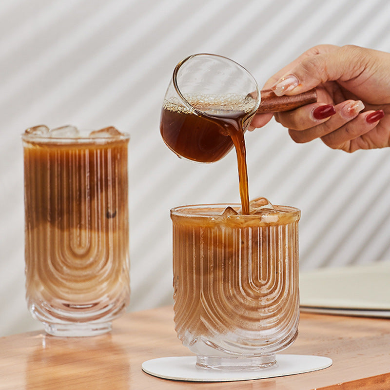 Handmade Small U Glass Water Cup – Unique Clear Juice Cup, Minimalist Niche Design, Heat-Resistant Glass for Home, Office & Cafés