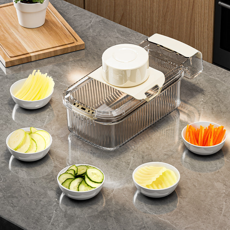 Multi-Blade Vegetable Chopper – Slice, Dice, Grate & Drain