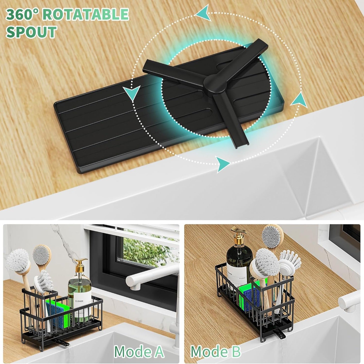 Server Kitchen 304 Stainless Steel Sponge & Cloth Storage Rack – Rustproof Organizer for Sink,