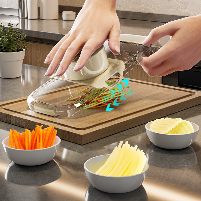 Multi-Blade Vegetable Chopper – Slice, Dice, Grate & Drain