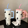 Large Capacity Portable Stainless Steel Vacuum Cup – 1.2L Cartoon Ice Cup with Handle