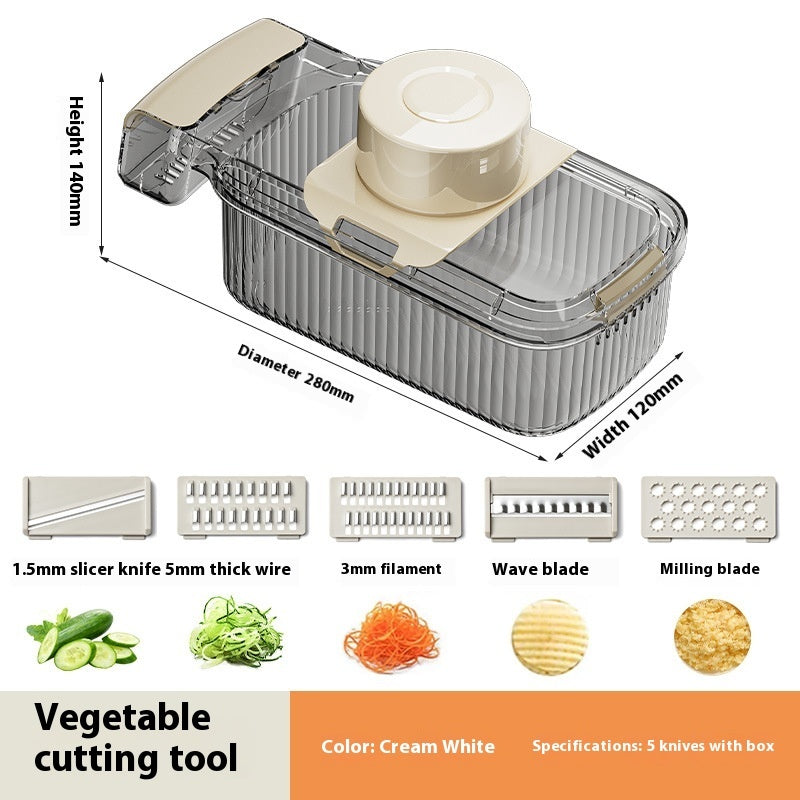 Multi-Blade Vegetable Chopper – Slice, Dice, Grate & Drain