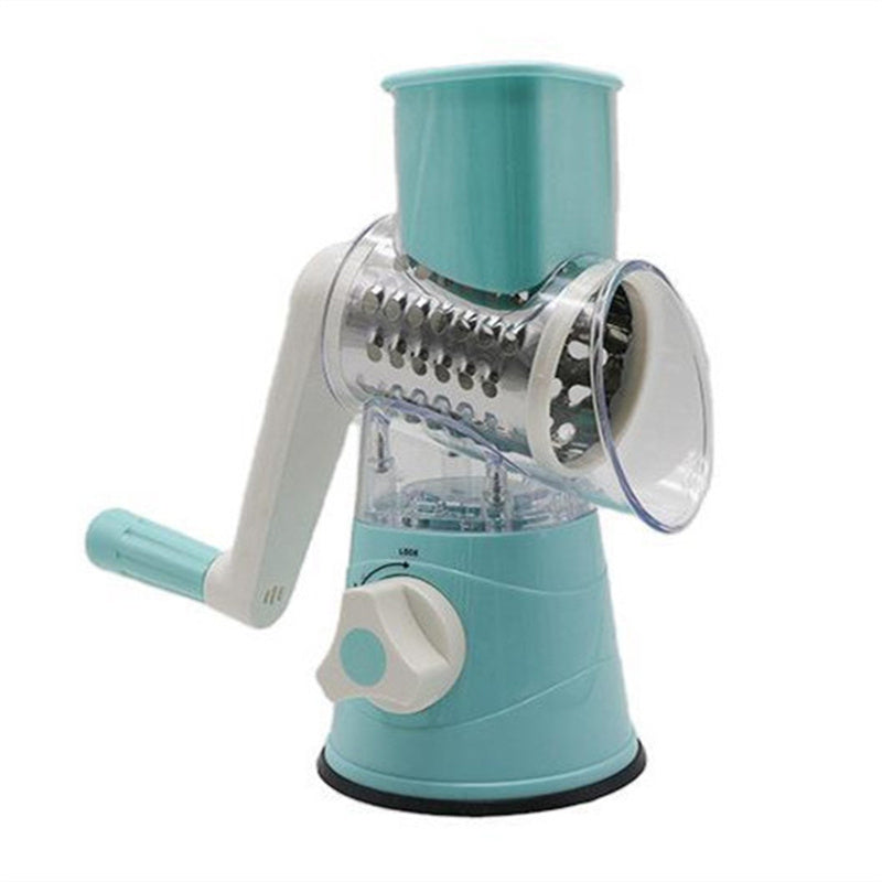 Hand-Crank Veggie Cutter – Easy Stainless Steel Kitchen Tool