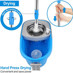 Spin Mop & Bucket Set with Wringer, Wheels & 360° Rotation – Floor Cleaning System with 3 Microfiber Heads & Stainless Steel Handle
