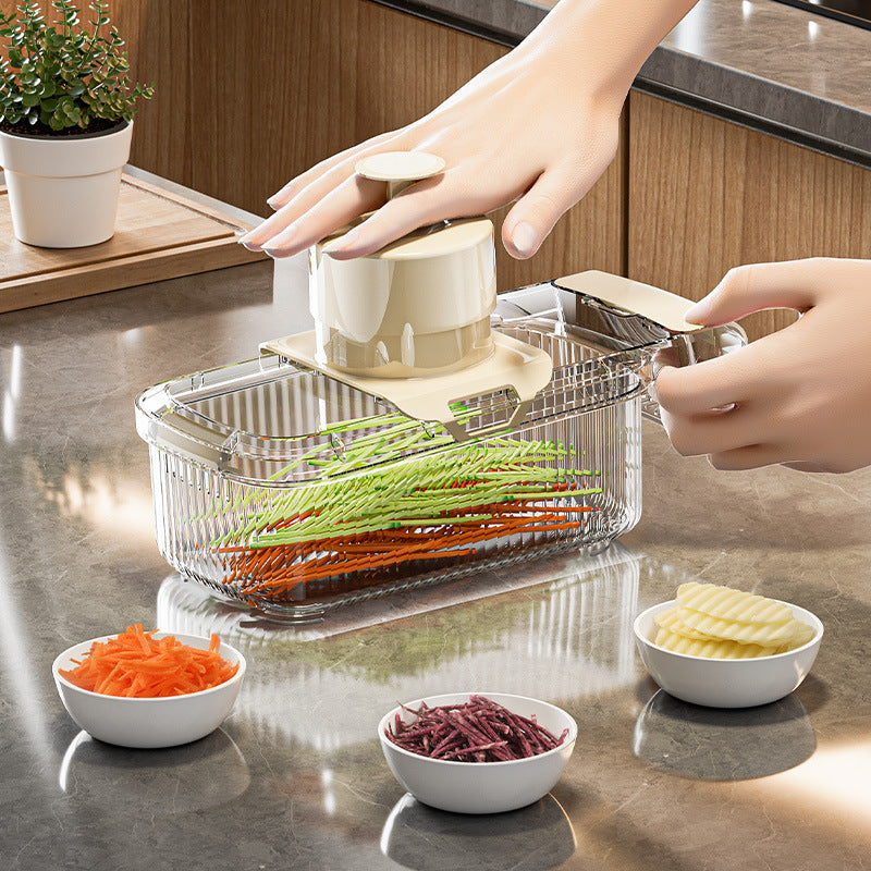 Multi-Blade Vegetable Chopper – Slice, Dice, Grate & Drain